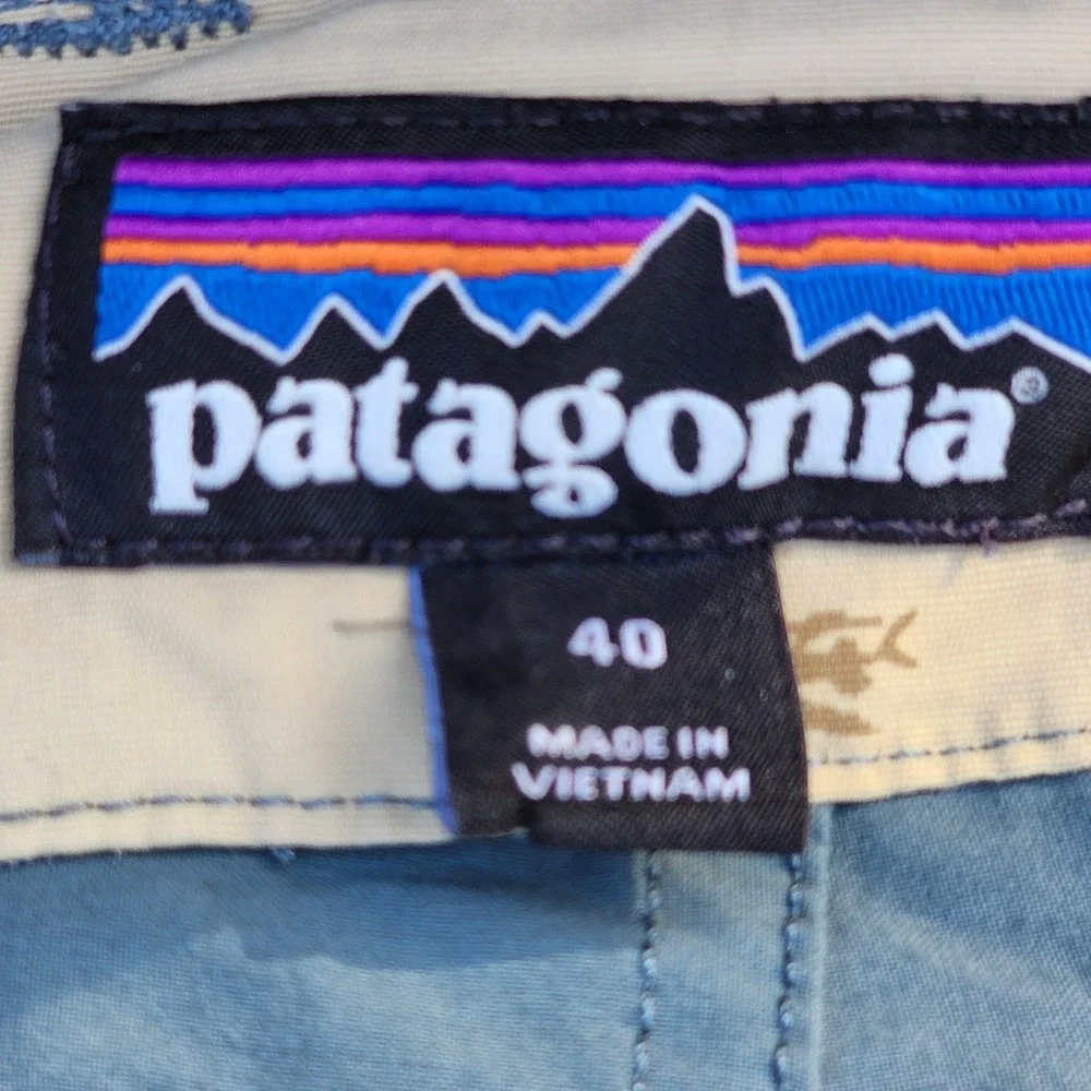 Patagonia Mens Size 40 Blue Grey Nylon Stretch Cargo Hiking Shorts 11 Inseam